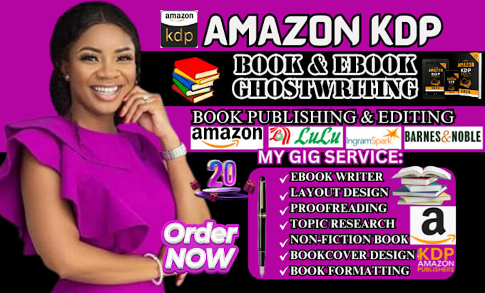 Gig Preview - Be amazon kdp ebook writer non fiction ghostwriter book publishing formatting