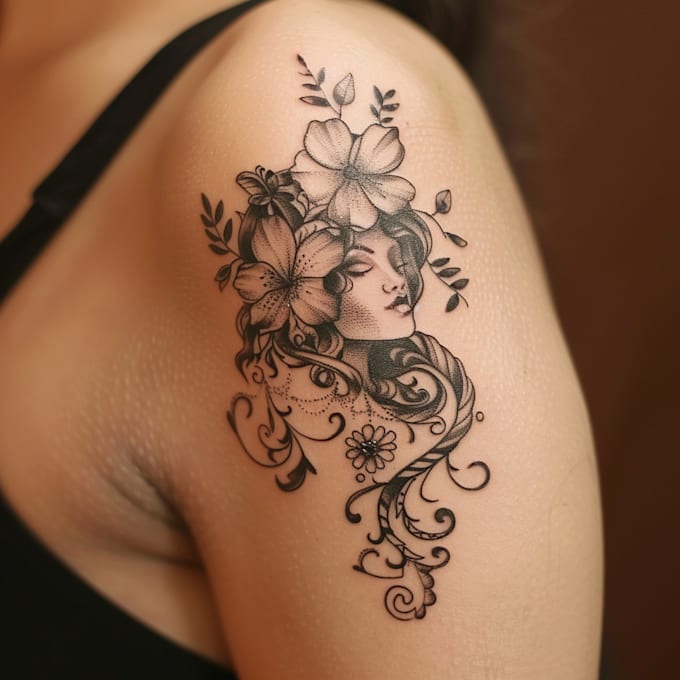 Bestseller - draw a custom realistic tattoo design, tattoo sleeve