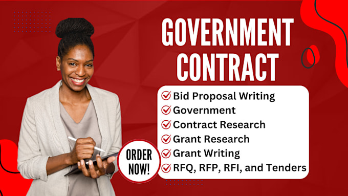 Gig Preview - Write government contract, tender, bid proposal, contract research, rfp, rfi,rfq