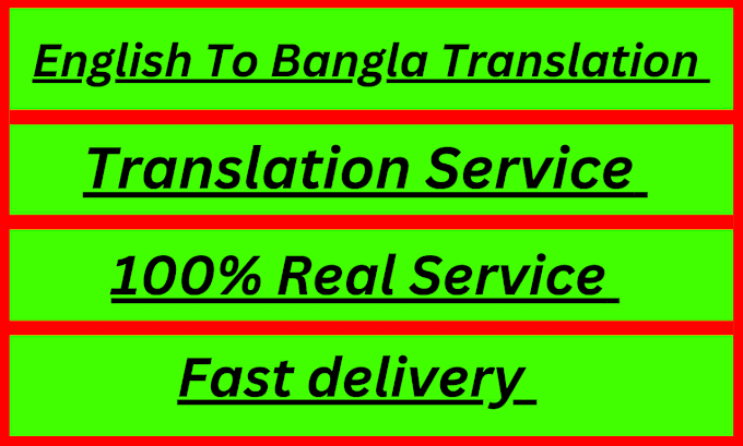 Gig Preview - Fast english to bangla translation service