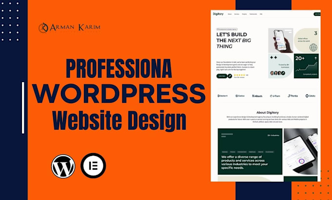 Gig Preview - Design responsive wordpress website with elementor pro