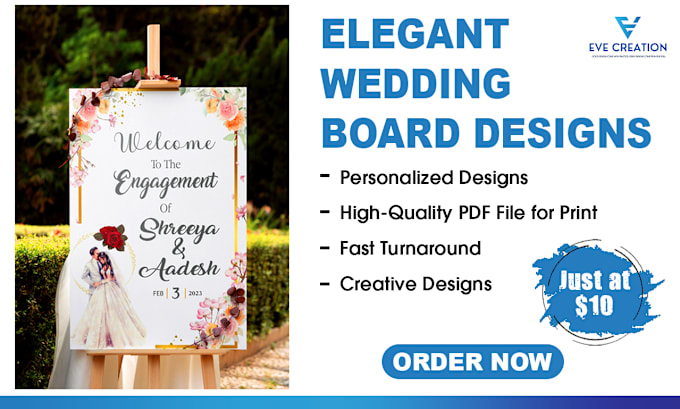 Gig Preview - Design wedding welcome board and sinage