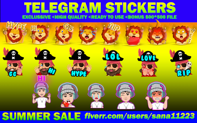 Gig Preview - Create unique stickers for twitch, telegram, tiktok and youtube