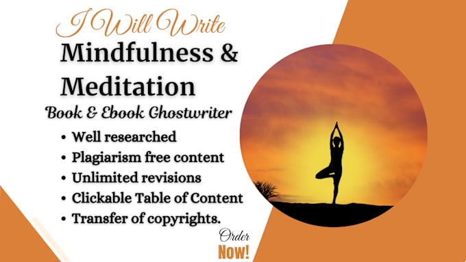 Gig Preview - Ghostwrite 30k words on mindfulness meditation, yoga, mental health ebook