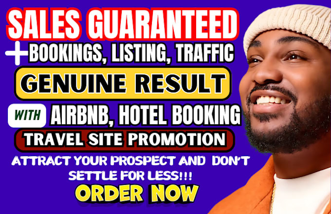 Gig Preview - Guaranteed booking travel site promotion airbnb listing affiliate web marketing