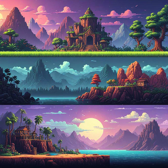 Bestseller - make eye catching pixel art game backgrounds and animations with scenes for you