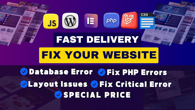 Gig Preview - Fix php html css issues bugs laravel website errors in 4 hours