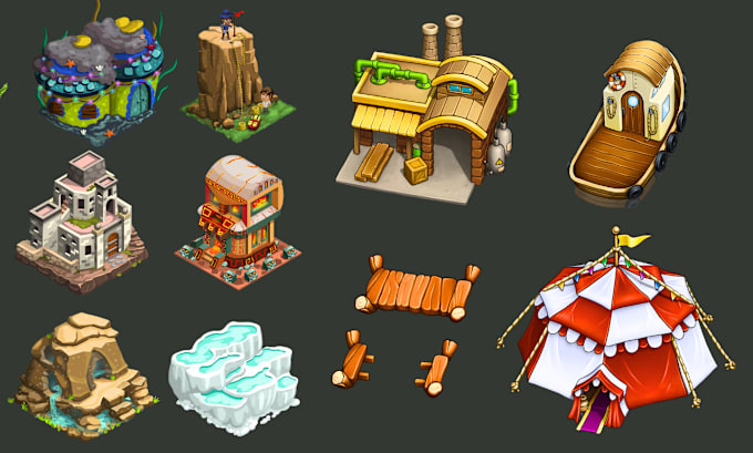 Gig Preview - Design 2d game assets props icons objects and game ui