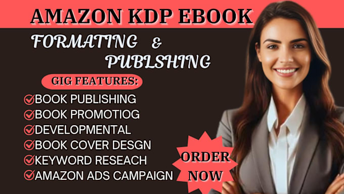 Gig Preview - Amazon kdp book publishing kindle self publishing book formatting developmental