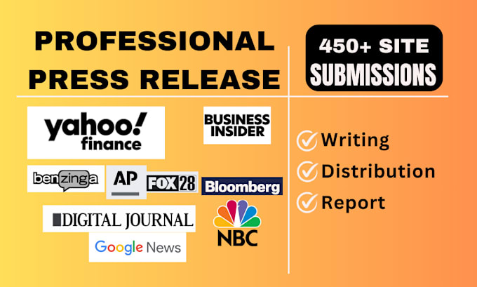 Gig Preview - Do press release writing and press release distribution submit press release