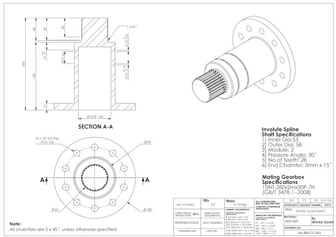 Bestseller - do 2d and 3d technical drawing in solidworks for mechanical