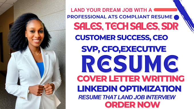 Bestseller - write sales, tech sales, industrial, sales manager, ceo, svp, executive resume