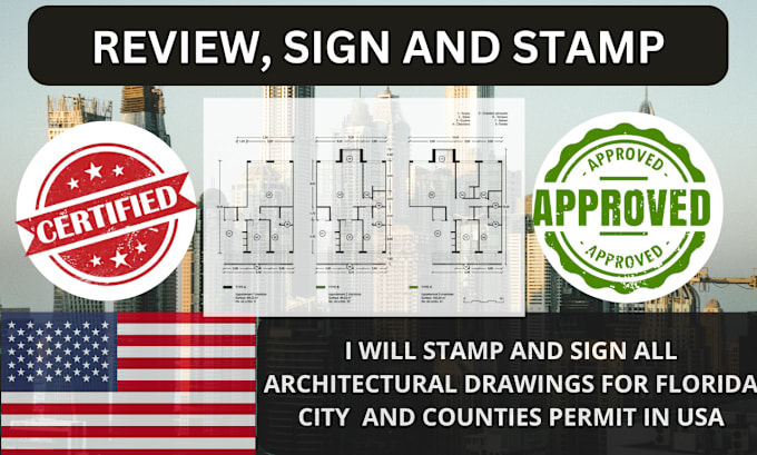 Gig Preview - Review and stamp florida and texas architectural drawings USA city permit