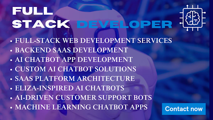 Gig Preview - Be full stack developer, backend saas development, ai chatbot app eliza ai16z