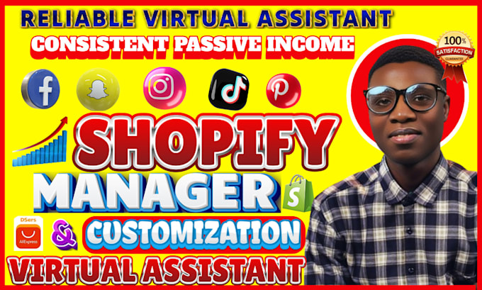 Gig Preview - Be your shopify virtual assistant shopify marketing and shopify store manager