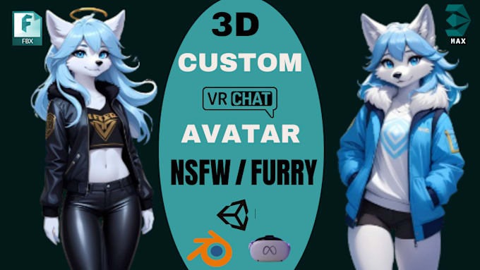 Gig Preview - Do custom vrchat avatar, furry avatar, fursona, 3d model, vr character