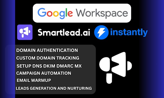 Gig Preview - Setup domain for instantly ai smartleads for cold email warm up with g suite