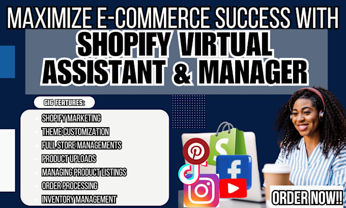 Gig Preview - Be your shopify virtual assistant dropshipping store manager website designer