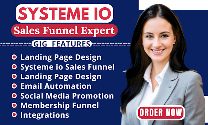 Gig Preview - Build systeme io sales funnel, systeme io landing page, systeme io sales funnel