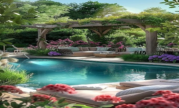 Gig Preview - Do landscape garden design,pool,deck, patio, plan, frontyard, backyard rendering