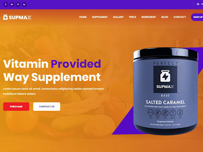 Gig Preview - Design health, nutrition supplement shopify store vitamin supplement store