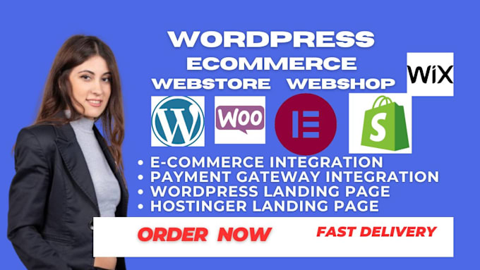 Gig Preview - Do online webstore webshop ecommerce on woocommerce wix wordpress shopify store