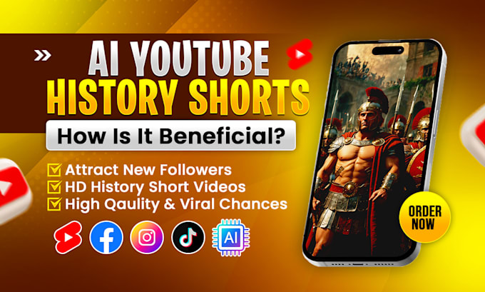 Gig Preview - Create ai youtube history shorts and ai history shorts ai shorts ai reels