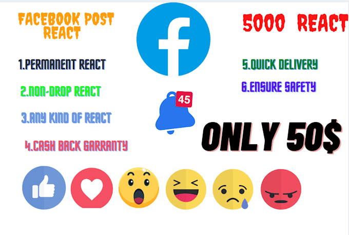 Gig Preview - React your facebook usa post like, love, wow, haha, angry, care