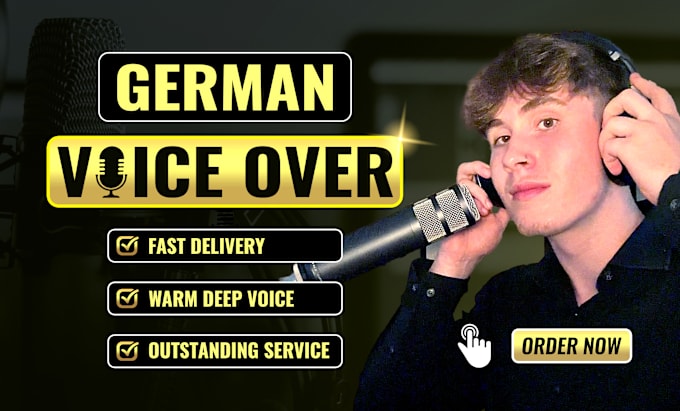 Gig Preview - Record a male german voice over in a deep, warm voice