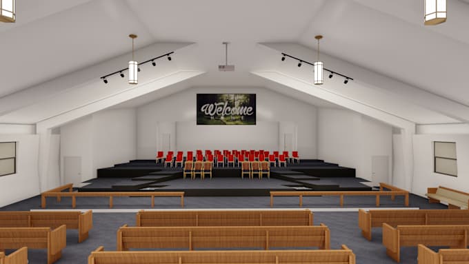 Gig Preview - Do church 3d interior design and planning