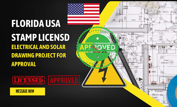 Gig Preview - Fl, tx, ca, wy, ne electrical and solar drawing project pe stamp and seal