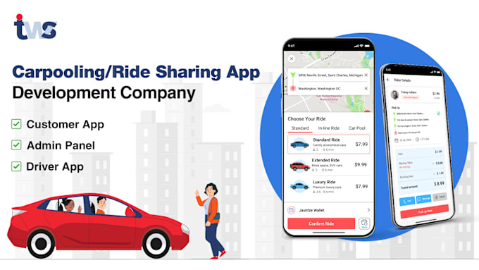 Gig Preview - Develop carpooling app ,ridesharing app ,car rental app, cab app like blablacar