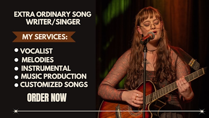 Gig Preview - Be your female custom songwriter vocal songs singer edm theme song for all genre