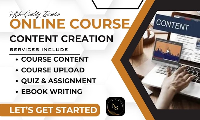 Gig Preview - Create online course content for online course, course creation