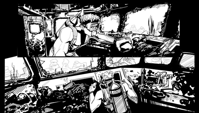 Gig Preview - Draw black and white illustration, ink manga comic, fantasy, horror digital art