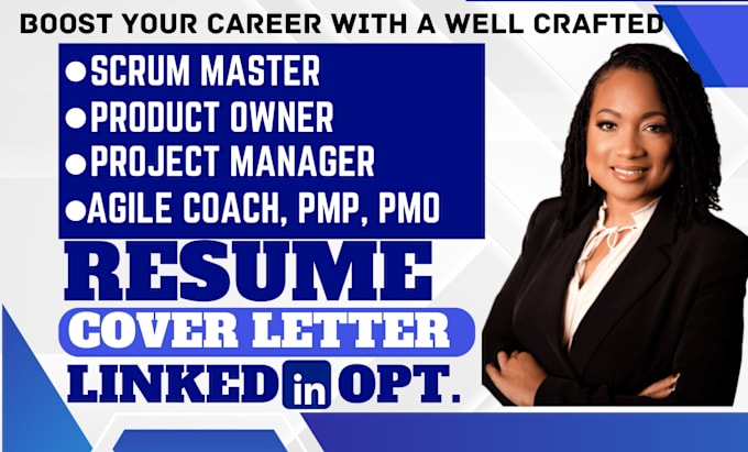 Gig Preview - Write, perfect scrum master agile, project management product owner, pmp resume