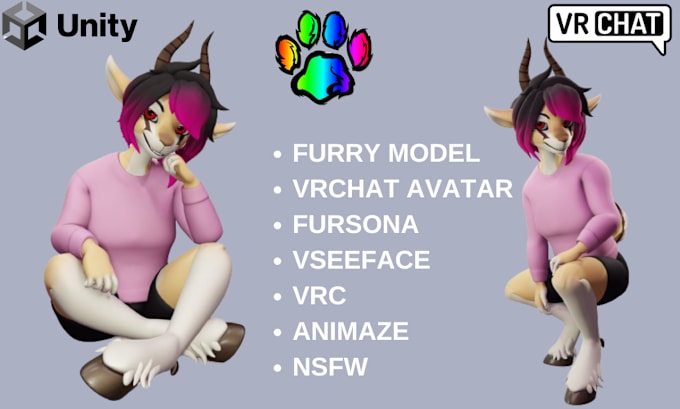 Bestseller - do top tier vrchat avatar, furry avatar, vseeface fursona model,