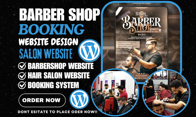 Gig Preview - Design barber shop website barber booking website salon appointment landing page