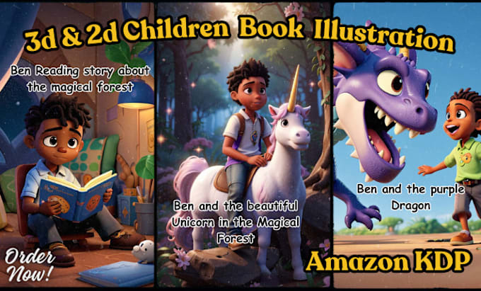 Gig Preview - Do 3d children book illustration, children story book , kids illustration, cover