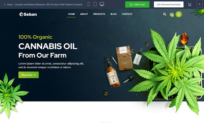 Gig Preview - Design exceptional cbd shopify hemp store marijuana vape website tobacco store