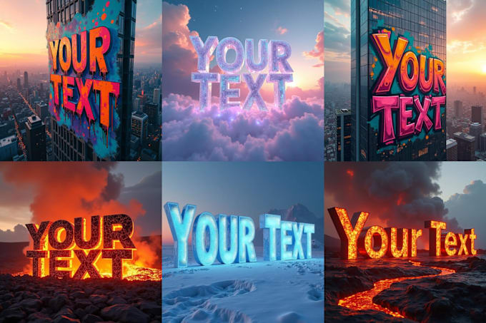 Gig Preview - Create 3d text for you with a beautiful background scene using ai