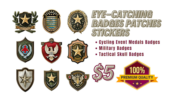 Gig Preview - Design cycling event medal or military army badge patch sticker tactical skull