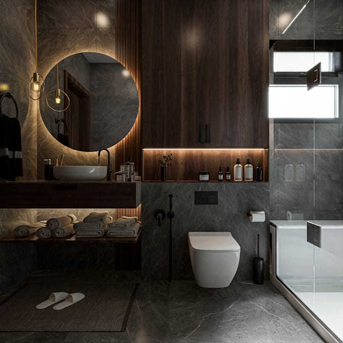 Gig Preview - Create a  realistic 3d rendering for your bathroom design