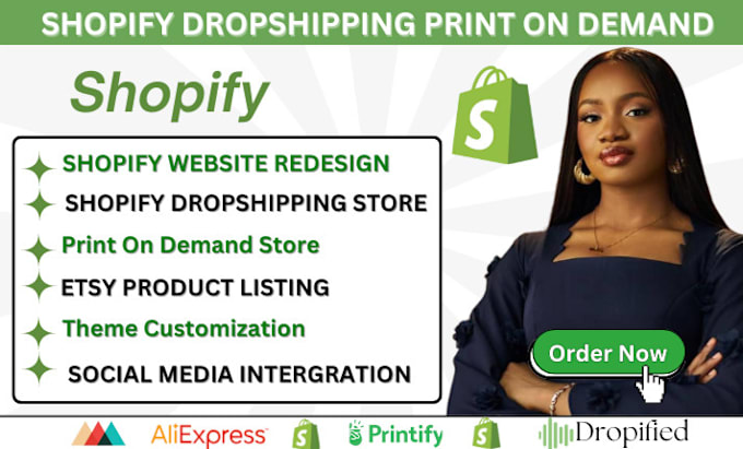 Gig Preview - Do shopify website redesign, build shopify store, dropshipping pod store design