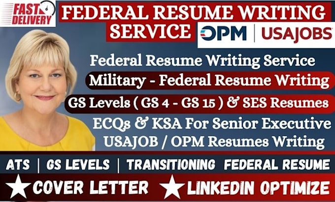 Gig Preview - Write a federal resume for usajobs, executive resume ksa response, ats resume