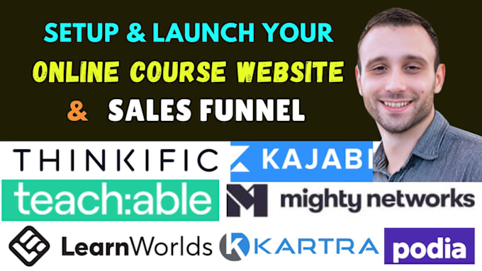 Gig Preview - Build online course website or sales funnel on kajabi, teachable, thinkific