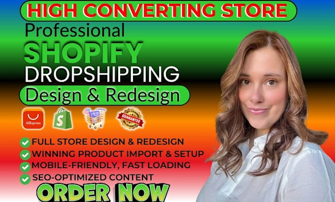 Gig Preview - Shopify store design shopify website redesign create shopify dropshipping store