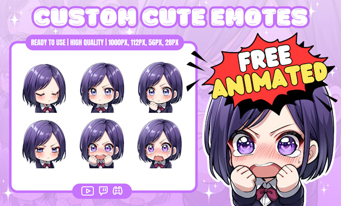 Gig Preview - Draw custom cute chibi emotes for your stream or discord, youtube, and twitch