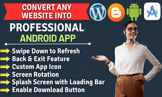 Gig Preview - Convert any website into professional android webview mobile app