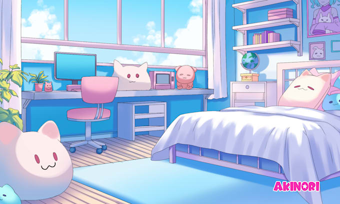 Gig Preview - Draw background art illustration in anime style for stream vtuber, visual novel